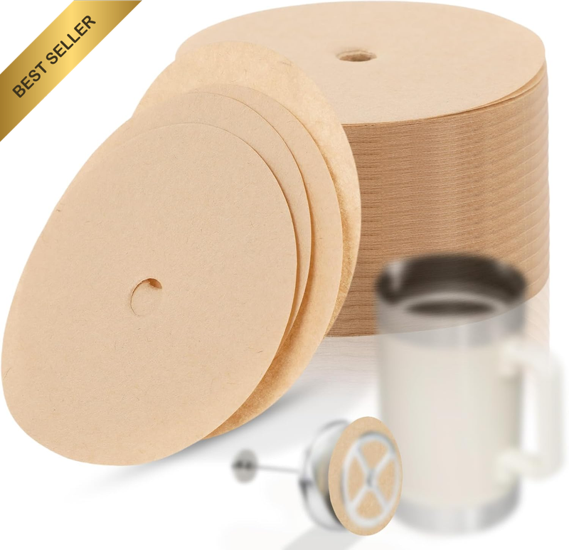 100Pcs Paper Coffee Filters for Stanley French Press 48Oz, Perforated Brown Filt