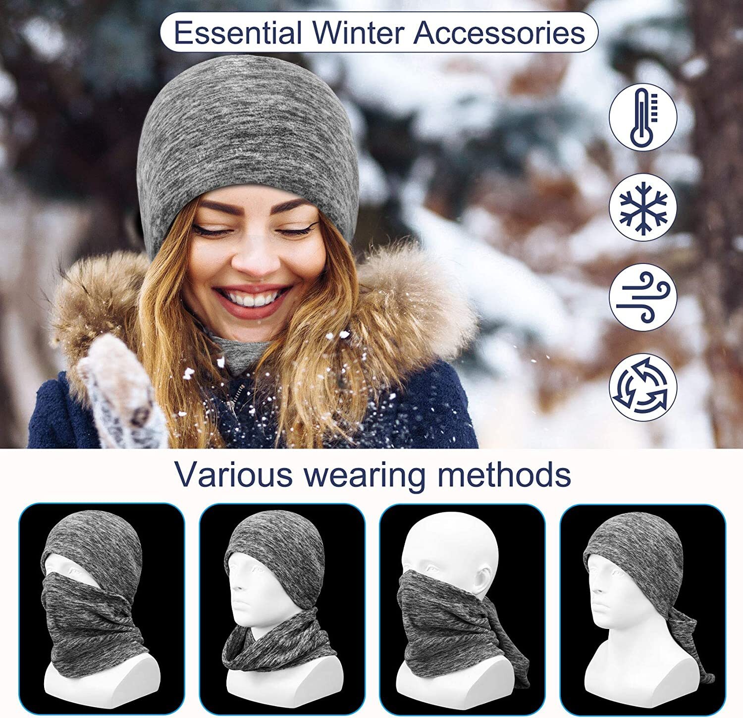 Balaclava Winter Fleece Face Mask Windproof Ski Neck Thermal for Women Kids Men