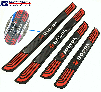 4PCS Black Rubber Car Door Scuff Sill Cover Panel Step Protector For Honda