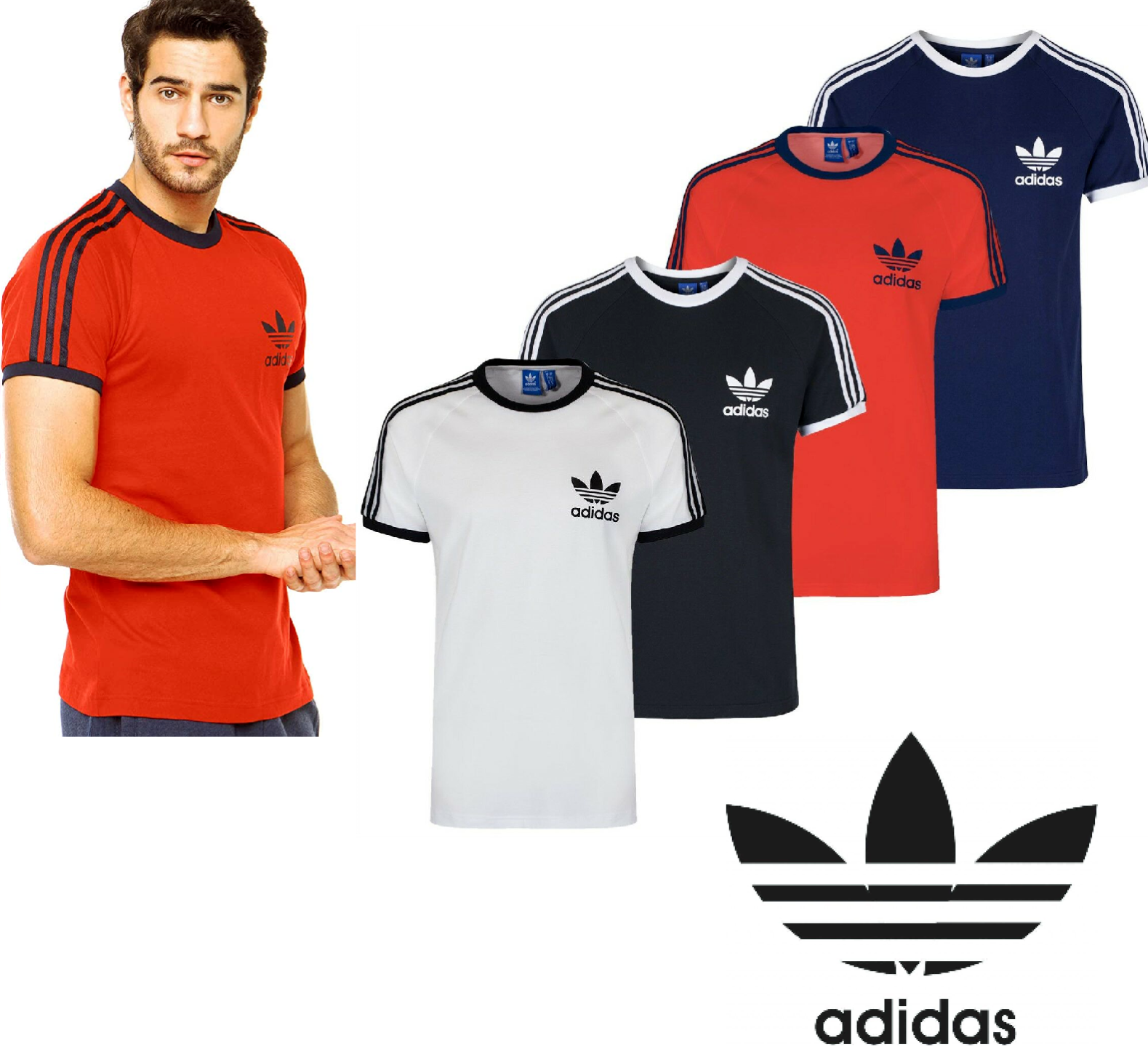 red adidas three stripe t shirt