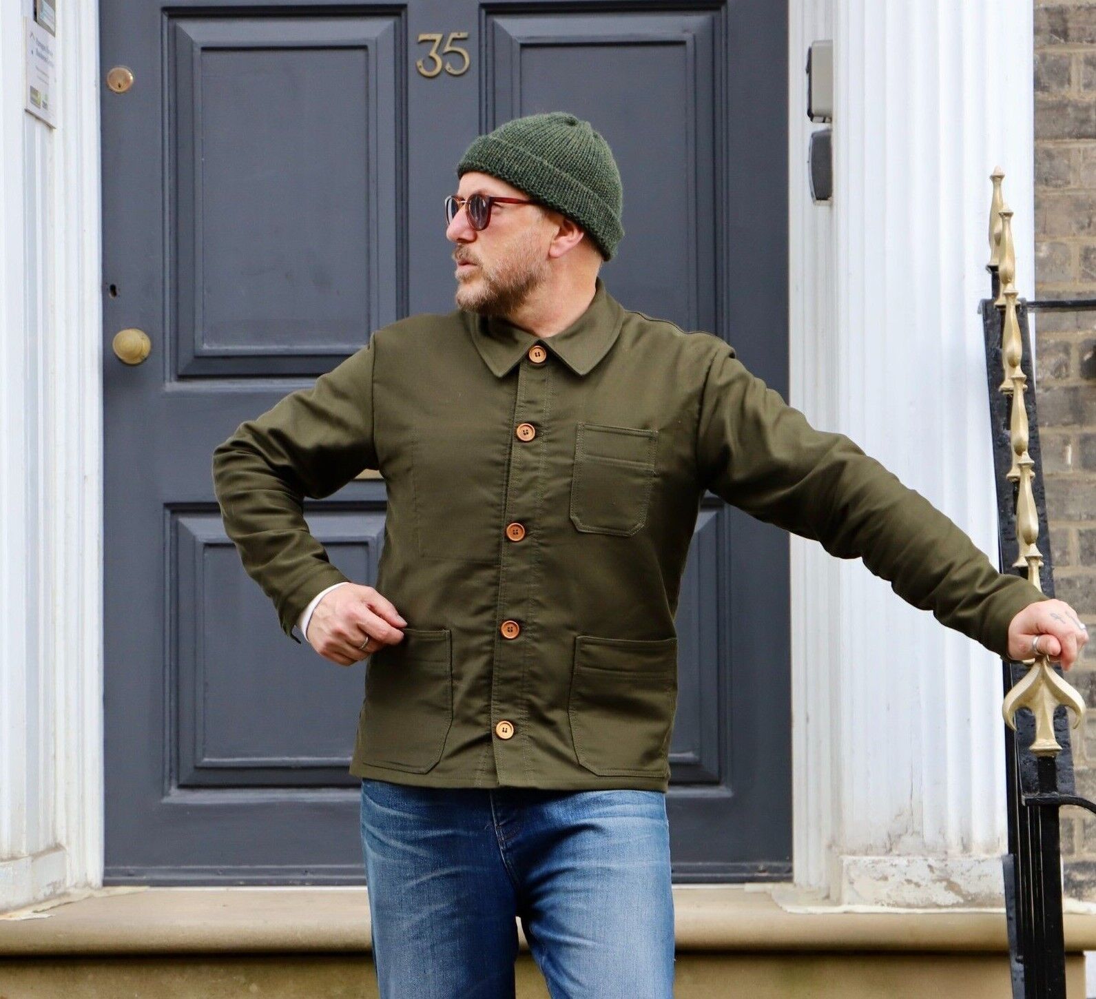 Racing Green French Chore Jacket Moleskin Workwear Made In Racing Green French Chore Jacket Moleskin Workwear Made In