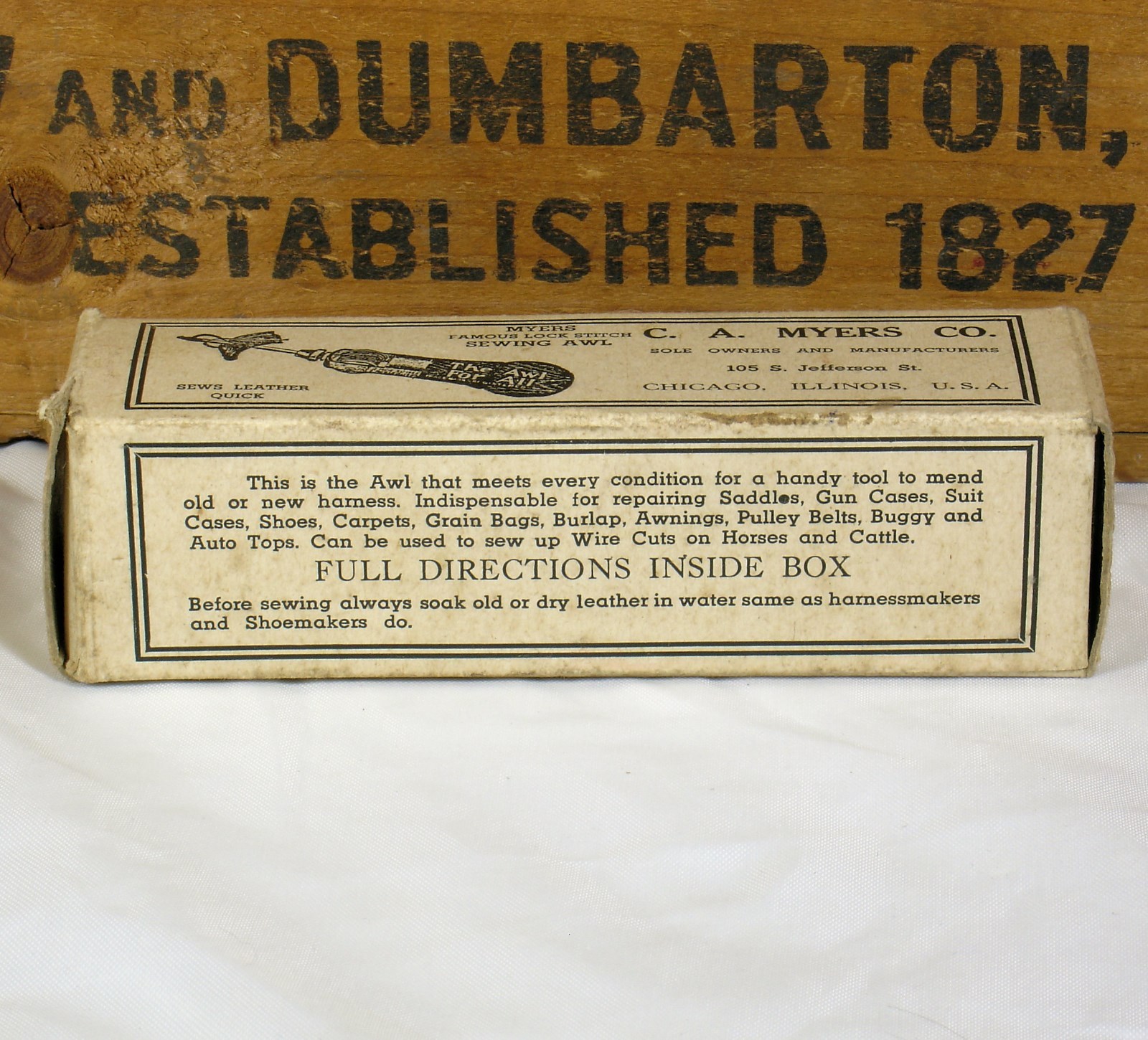 C. A. Myers Co. The Awl For All Famous Lock Stitch Sewing Awl in Original Box