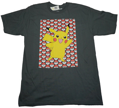 Pokemon Pikachu Pokeball Wallpaper Men XL Slate T-Shirt NEW