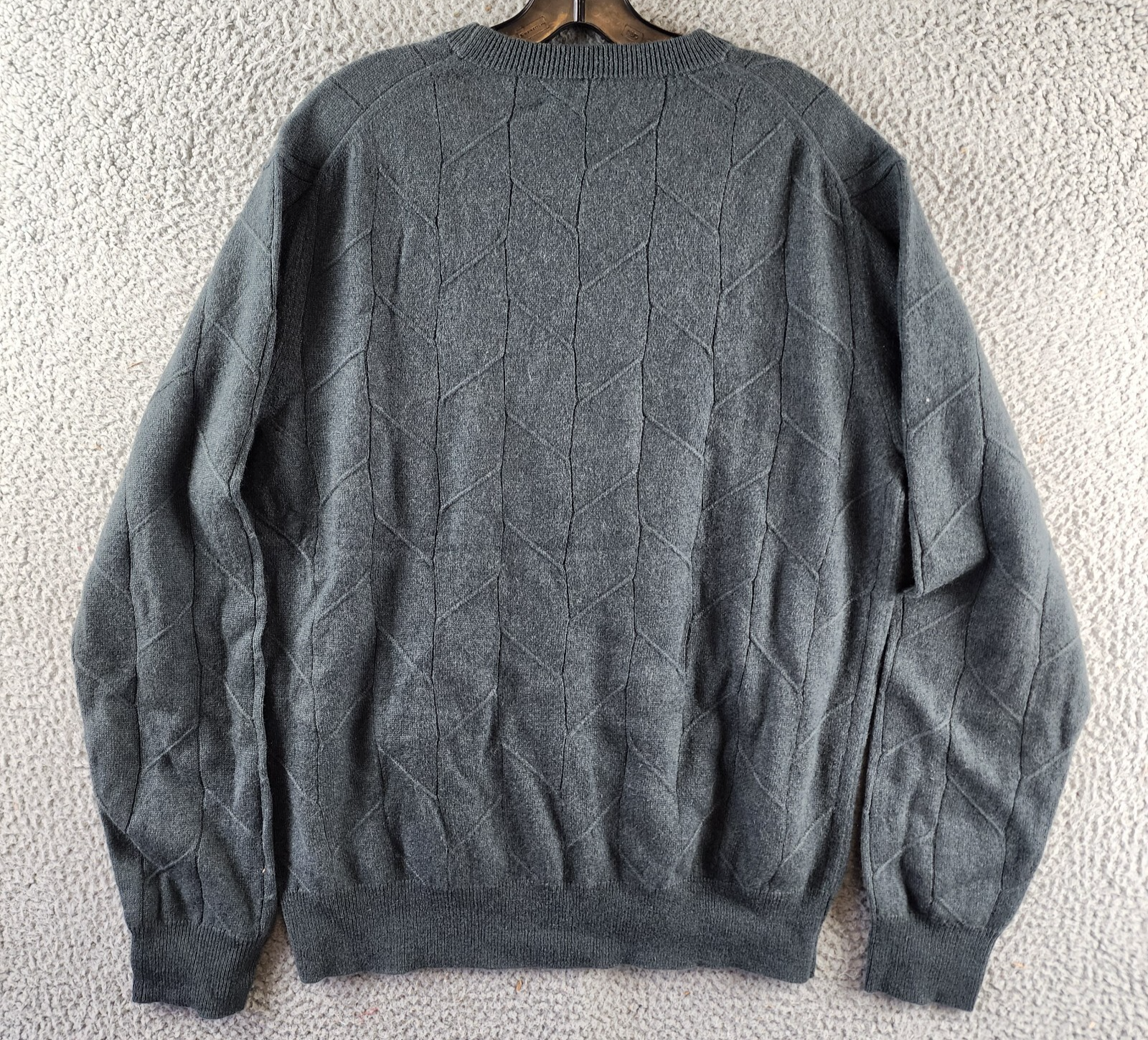 The Men's Store at Bloomingdale's Novelty Stitch Sweater Men's L Slate Green L/S - Picture 3 of 13