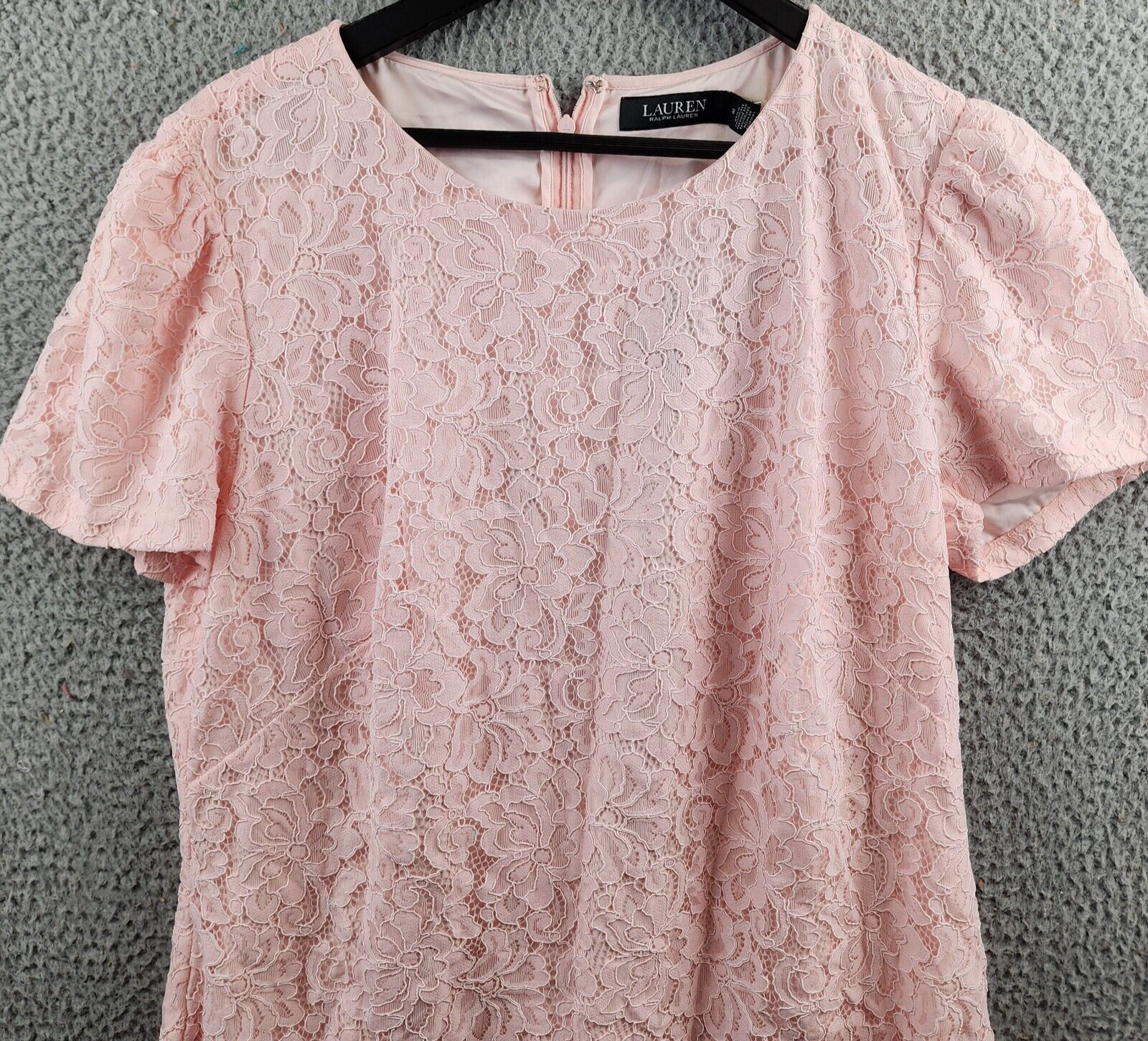 Lauren Ralph Lauren Floral Lace Sheath Dress Women's 18 Oink Opal Short Sleeve - Picture 3 of 14