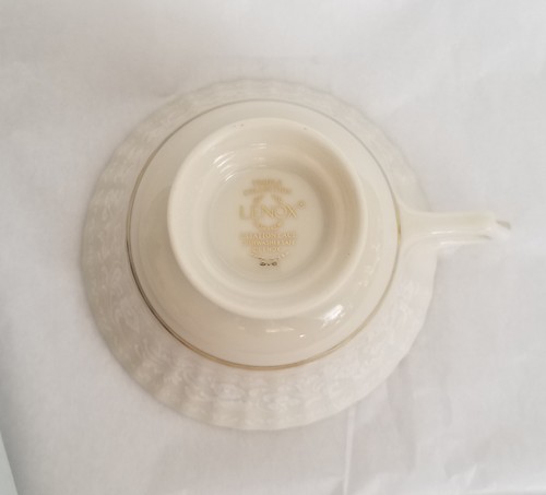 Lenox Cup Citation Lace Temple Collection Gold Rimmed Embossed Ribbed USA