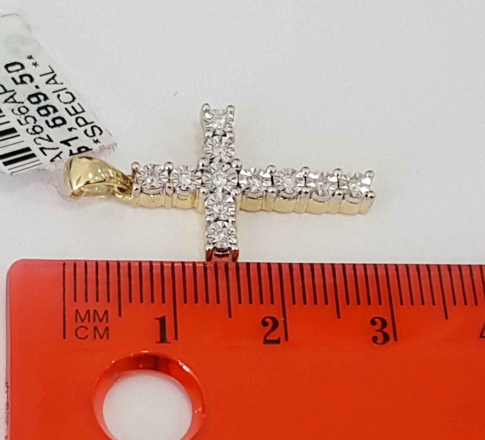 Pre-owned Quality Gold Real Diamond Cross Charm Pendant 10k Yellow Gold 1/6ct Diamond 10kt Men Women