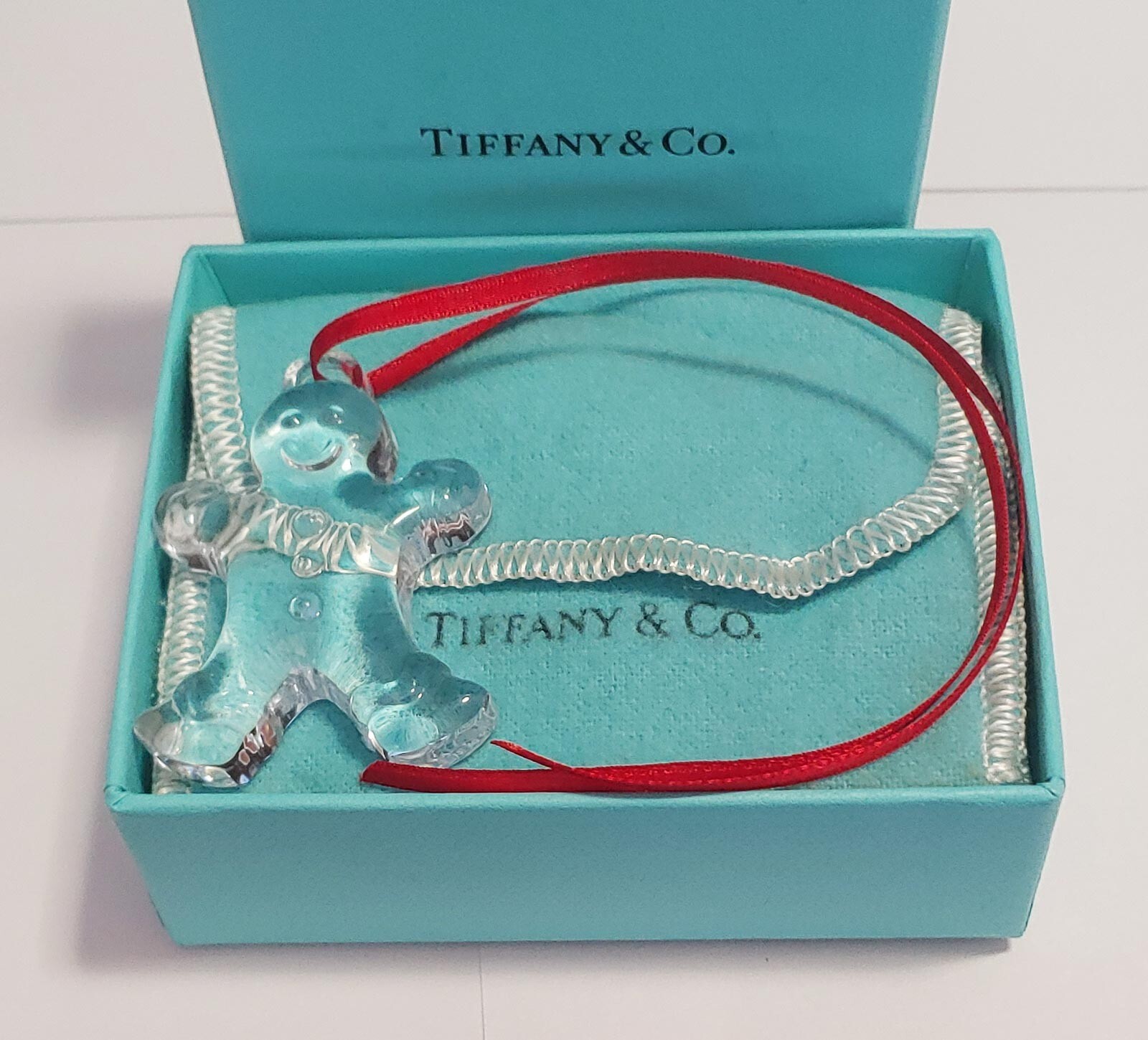 ティファニー　man Ornament RARE! TIFFANY & CO. CRYSTAL GINGERBREAD MAN MINI CHRISTMAS