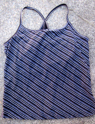 FADED GLORY Stretch Black & White Striped Racer Back Bra Tank Top Large NWT