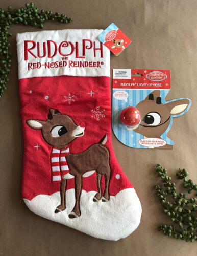 Rudolph Reindeer Snow 18 Premium Christmas Stocking & Light-up...