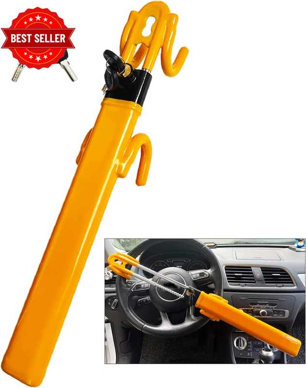 Steering Wheel Lock Anti-Theft Heavy Duty Secure Car Device, Adjustable Length C