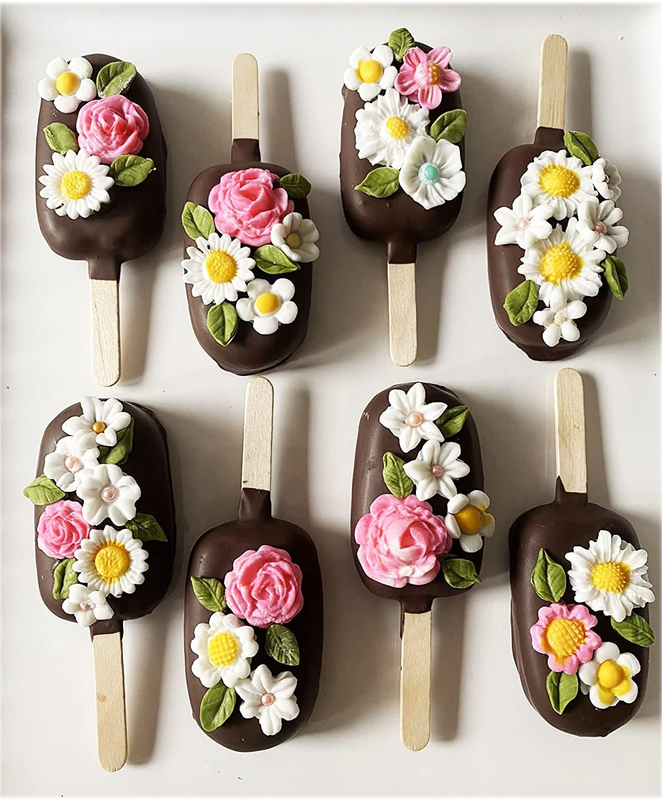 7 Pieces Flower Fondant Mold Set, Mini Flowers Silicone Chocolate Candy Molds fo