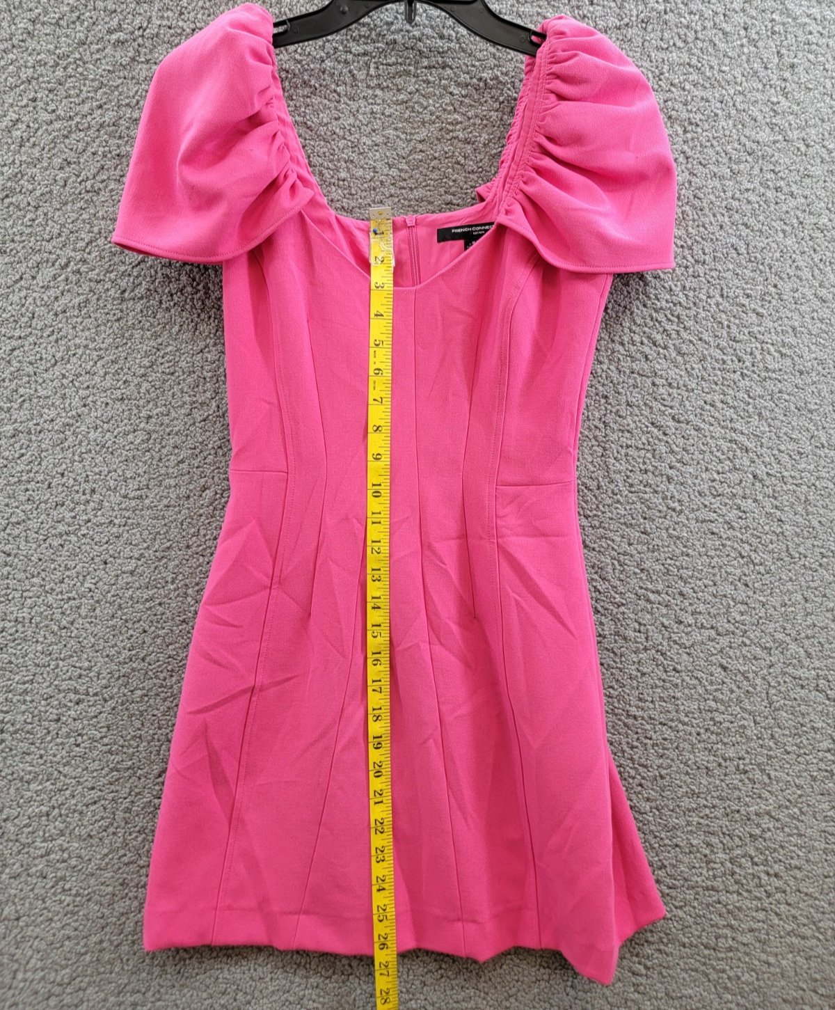French Connection Whisper Gathered-Sleeve Dress Women's 0 Raspberry Sorbet S/S - Picture 6 of 16