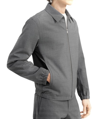 Pre-owned Theory Brody Stretch Wool Bomber Jacket, Charcoal, Size Xs, $525.00 In Gray