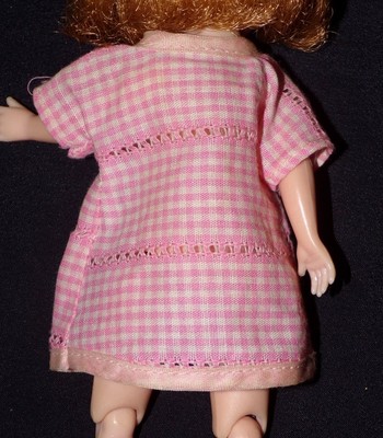 Vintage Tiny Betsy McCall Size Pink Gingham Pierced Robe Cute