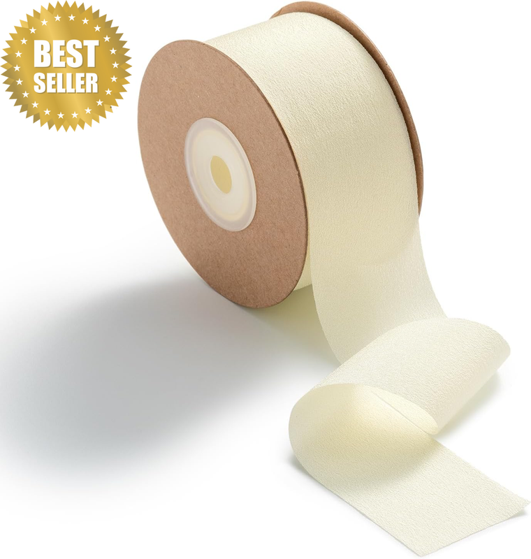 Chiffon Ribbon Gift Wide Ribbons for Gift Wrapping Cream Beige | 1,5 Inch X 25 Y