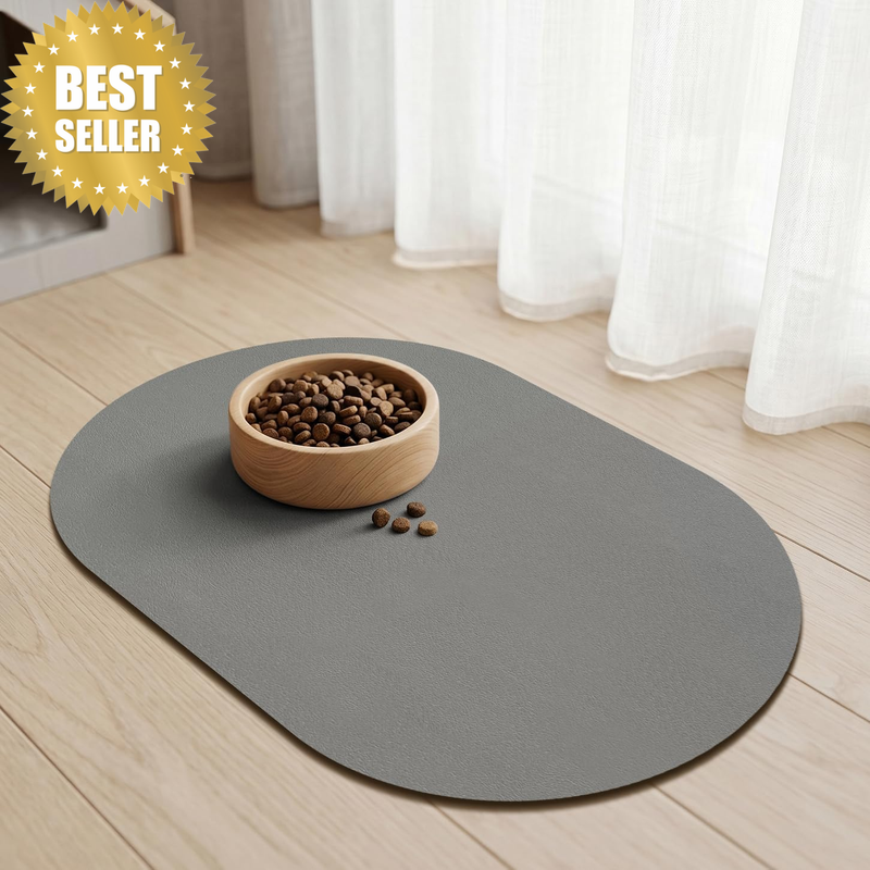 Pet Feeding Mat, Dog Cat Bowl Mat Absorbent Oval Feeding Mat for Dog, Non-Slip D