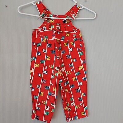 Vintage Sears Disney Winnie the Pooh Red Bib Overall Unisex Size 24 Months
