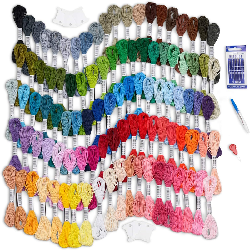 Threads 100 Skeins Per Pack, Multi Color Embroidery Floss, C