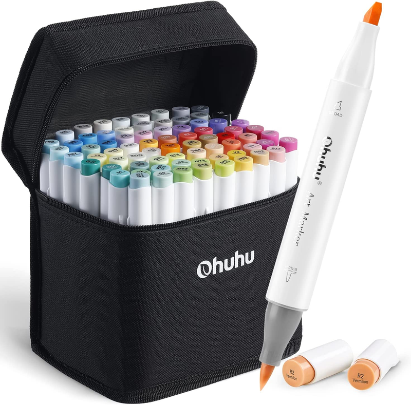 Ohuhu Brush Chisel Double Tipped Sketch Marker Art Kit