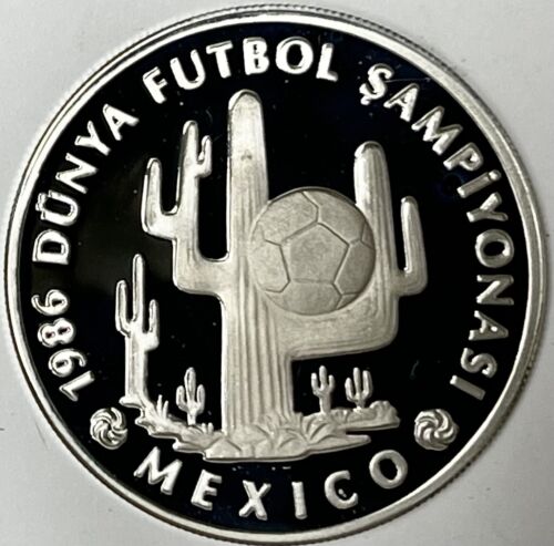 TURKEY - World Cup Championship Mexico City - Silver 10,000 Lira 1986 GEM Proof