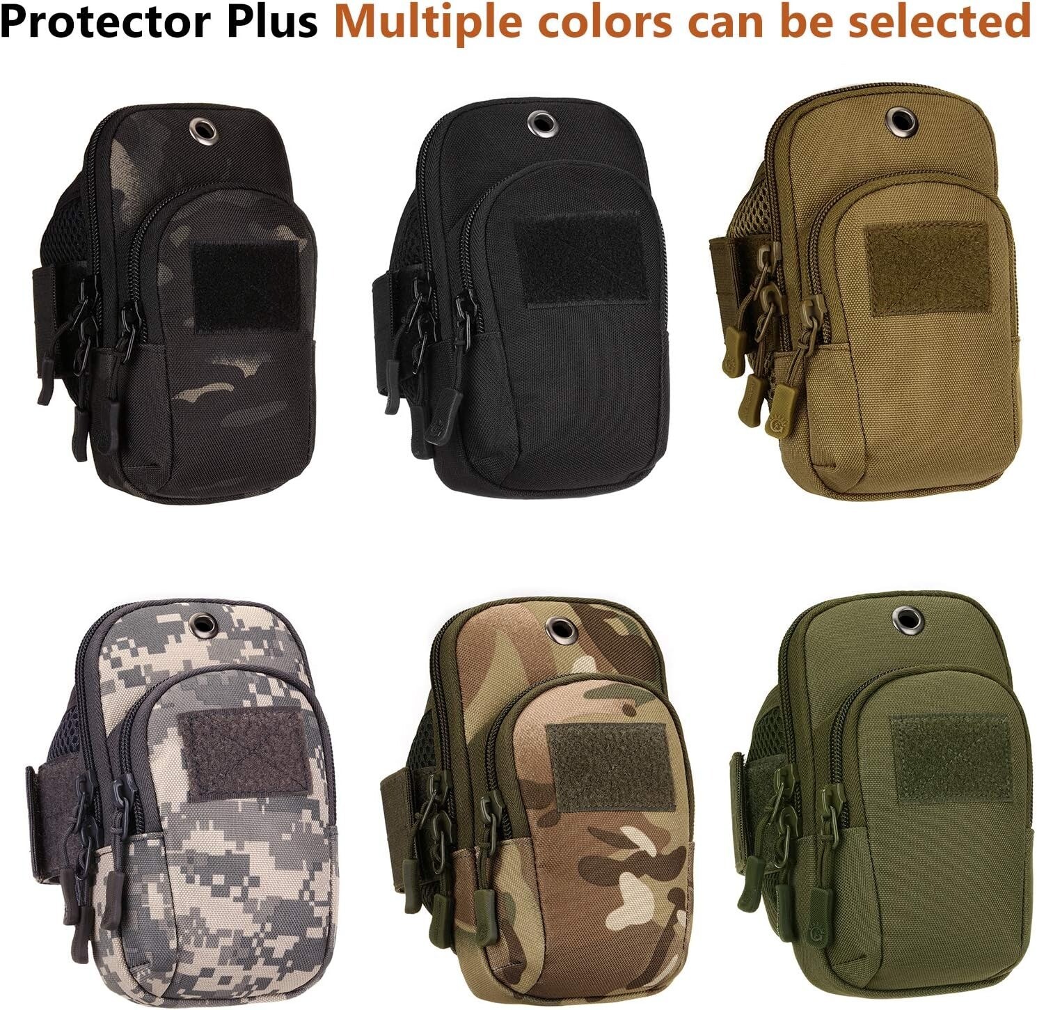 2 Pockets Large Running Phone Armband Holder Tactical Molle Arm Pouch Wrist Bag