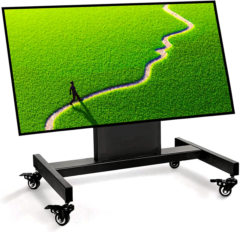 Rolling TV Stand, Mobile TV Cart, Low Profile Floor Confidence Monitor Cart for