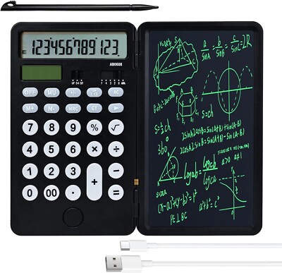 Calculator with Notepad,12 Digit Large Display Office Desk Calcultors,Dual Power