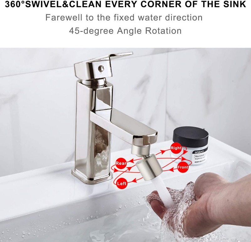 360-Degree Swivel Kitchen Faucet Aerator, Dual Function Water Saving Sprayer