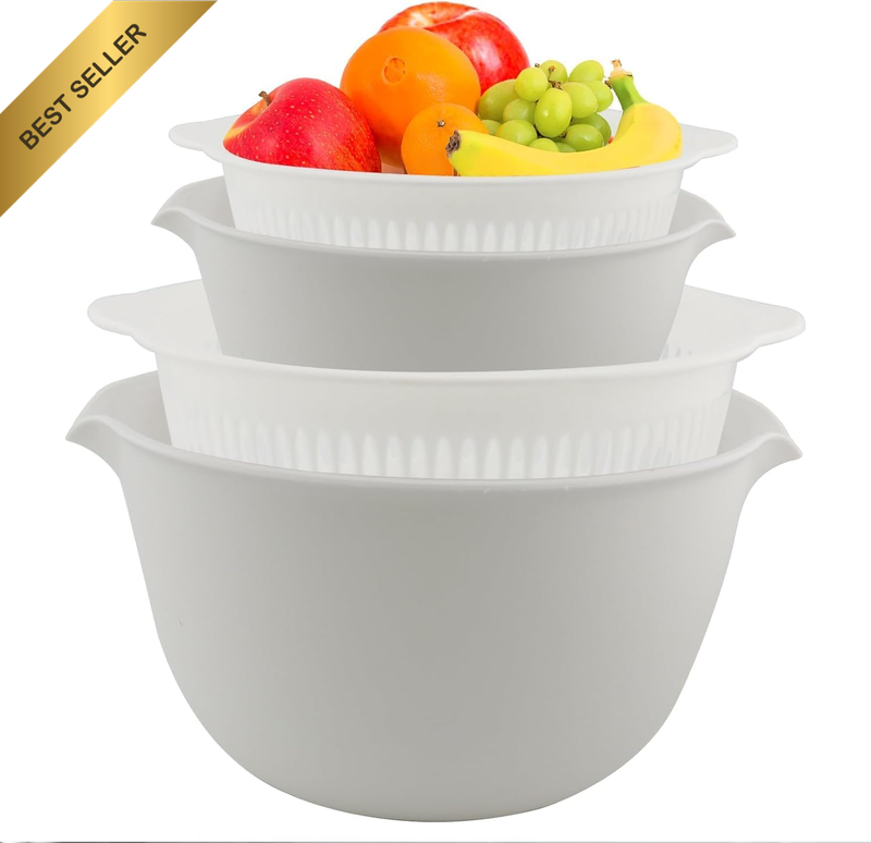 2 Sets 3 Qt，2 in 1 Kitchen Colander Set Strainer ， Plastic Fruits and Vegetable