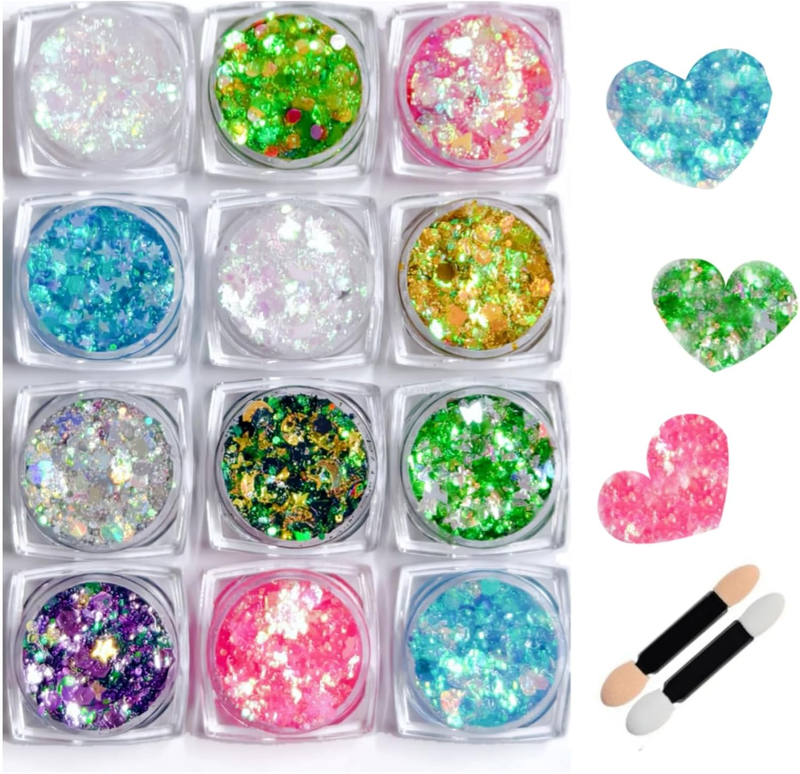 Body Glitter 12 Colors Face Hair Glitter Gel Set Mermaid Shimmer for Kids