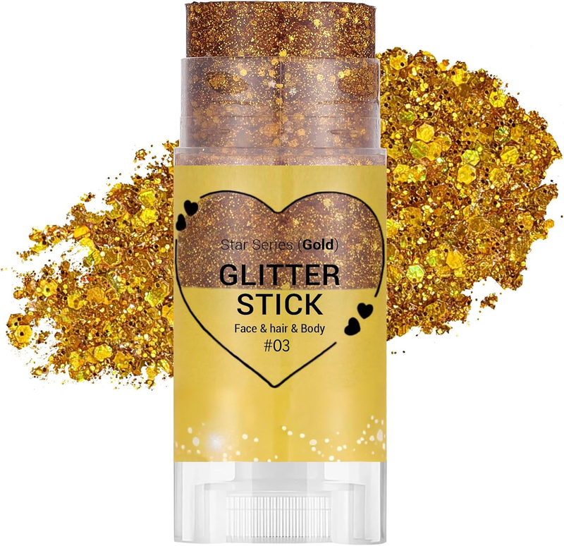 Face Body Glitter Stick, Gold Body Sequins Stick for Women Girls, Chunky Sequins