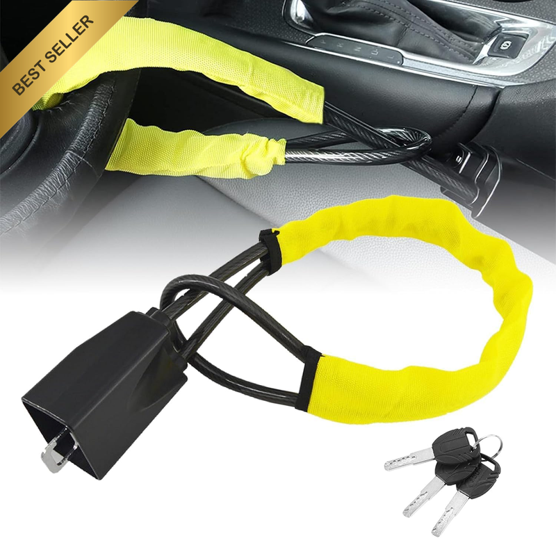 Car Security Lock - Dualguard Universal Steering Wheel & Seat Belt Lock for Doub