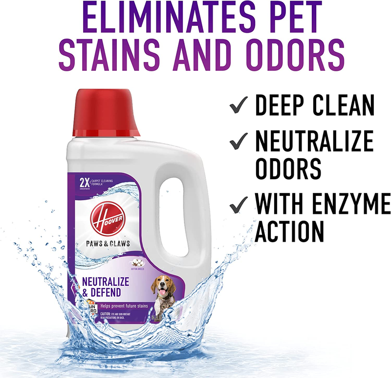 Hoover Paws & Claws Deep Cleaning Carpet Shampoo with Stainguard, Concentrated M