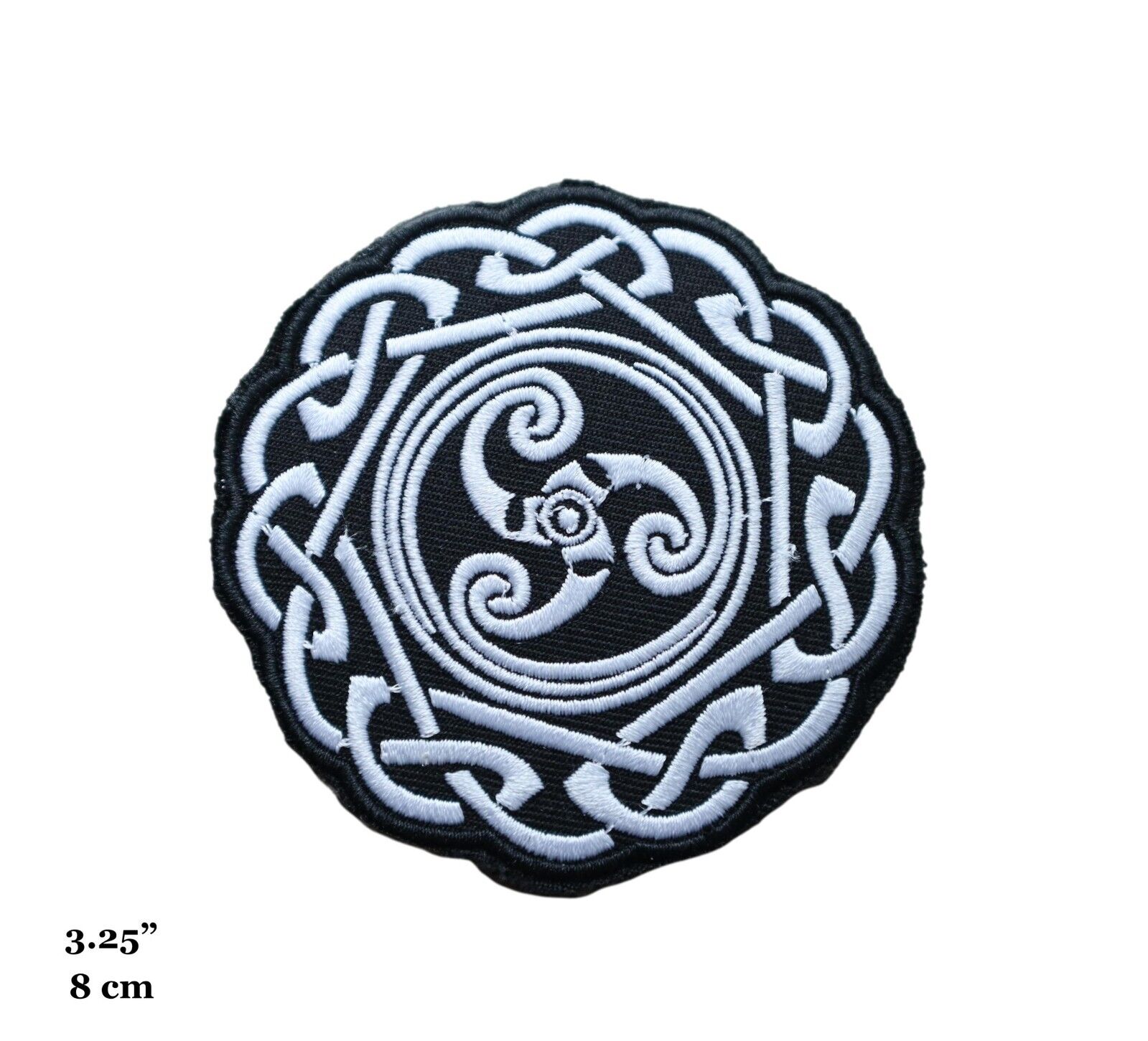 Celtic Triple Spiral Triskele Symbol Knot Embroidered Iron On Patch Celtic Triple Spiral Triskele Symbol Knot Embroidered Iron On Patch