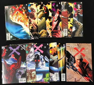 Earth X 1-12/X & Sketchbook (Marvel 1999) Complete Set Alex Ross 1st Shalla-Bal