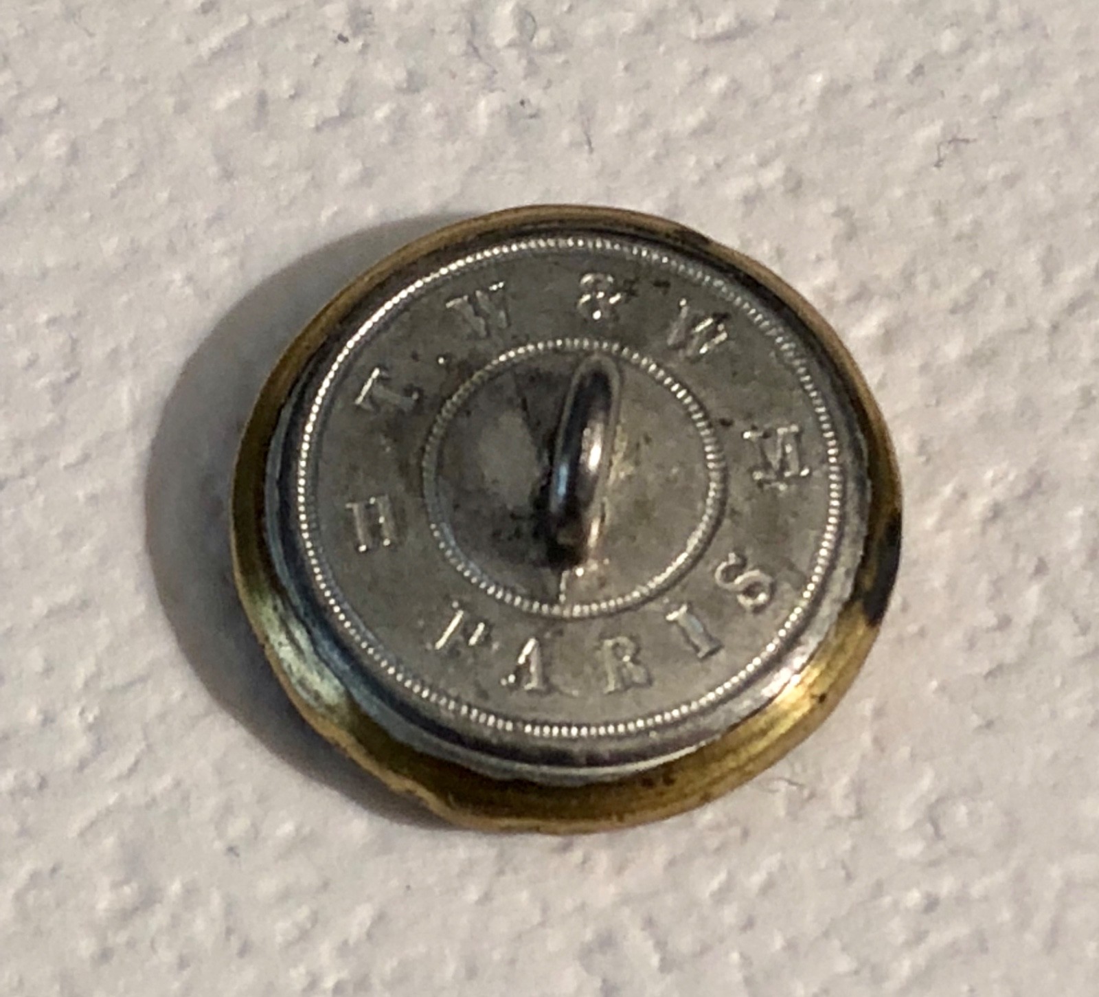 Antique Brass Button All Over Roses & Shell Print - Paris Back