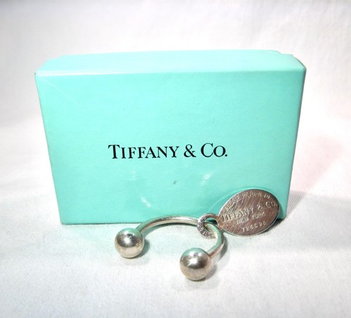 Vintage Tiffany & Co Sterling Silver Key Ring Oval Tag Charm Vintage Tiffany & Co Sterling Silver Key Ring Oval Tag Charm