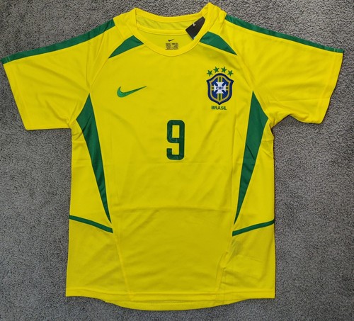 Brazil 2002 World Cup Edition Home Ronaldo #9 Soccer Retro