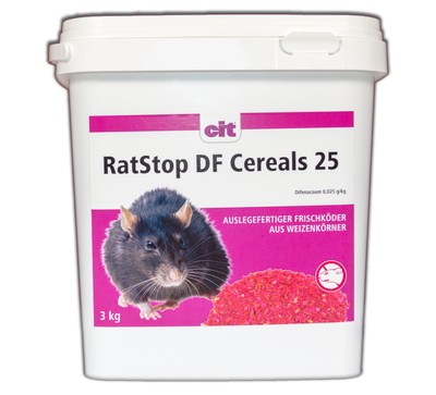 RatStop DF Cereals < 0,0029% 3 kg Difenacoum Rattengift Mäusegift Giftweizen
