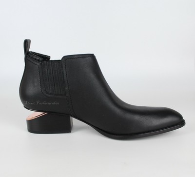 Pre-owned Alexander Wang Kori Cut Out Heel Ankle Bootie Shoe, Eur 39.5, Black Leather
