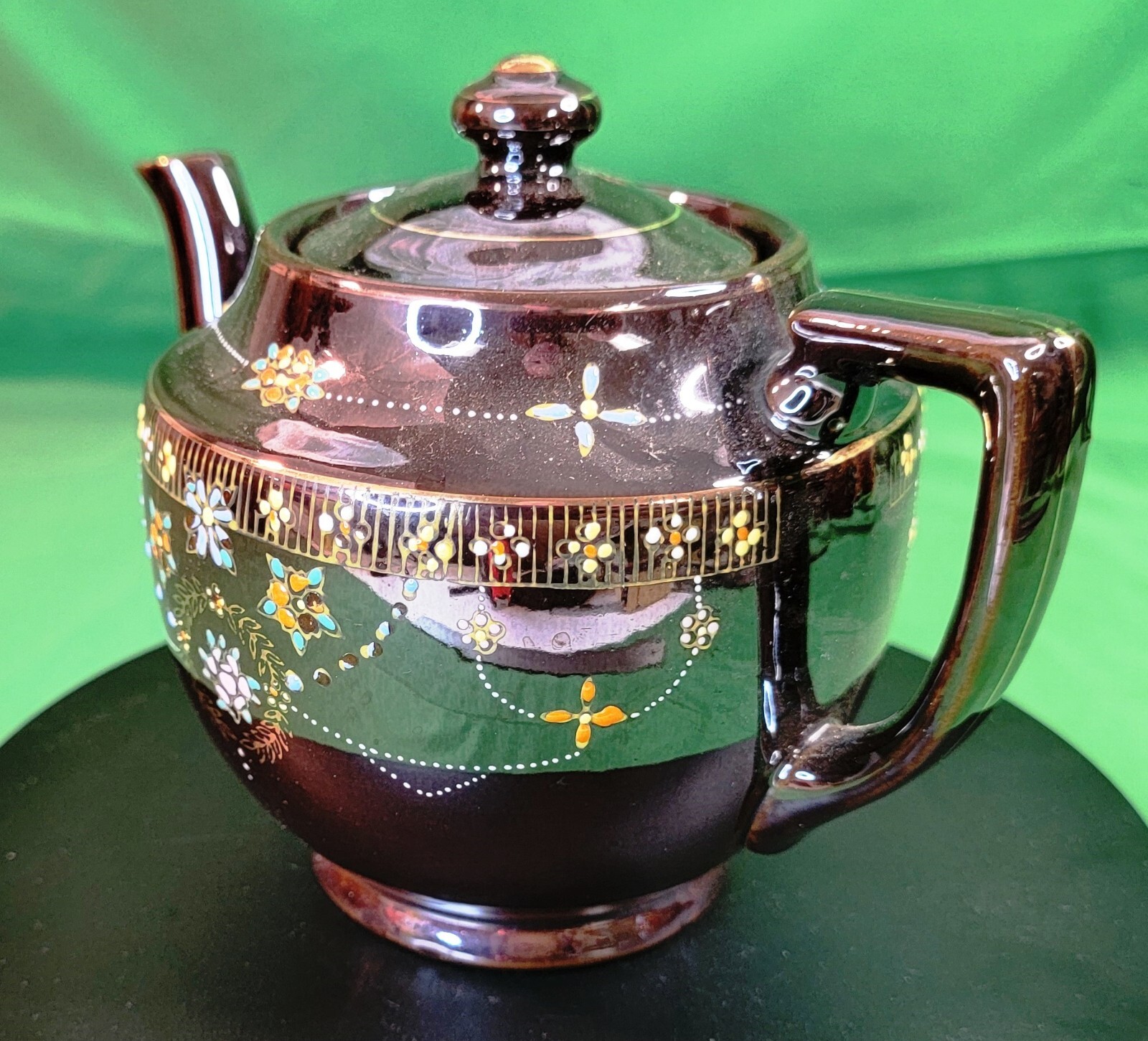 Beautiful Vtg Teapot Moriage Hand Painted Brown Glazed Pottery Occupied Japan - Picture 7 of 19