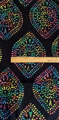 Awesome Batik Cotton Fabric - Multi-colored design on rich black BTY