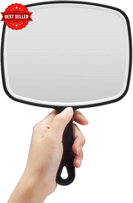 Hand Mirrorr, Handheld Mirror with Handle, 16 X 24 CM, Black | Salon Mirror Hand
