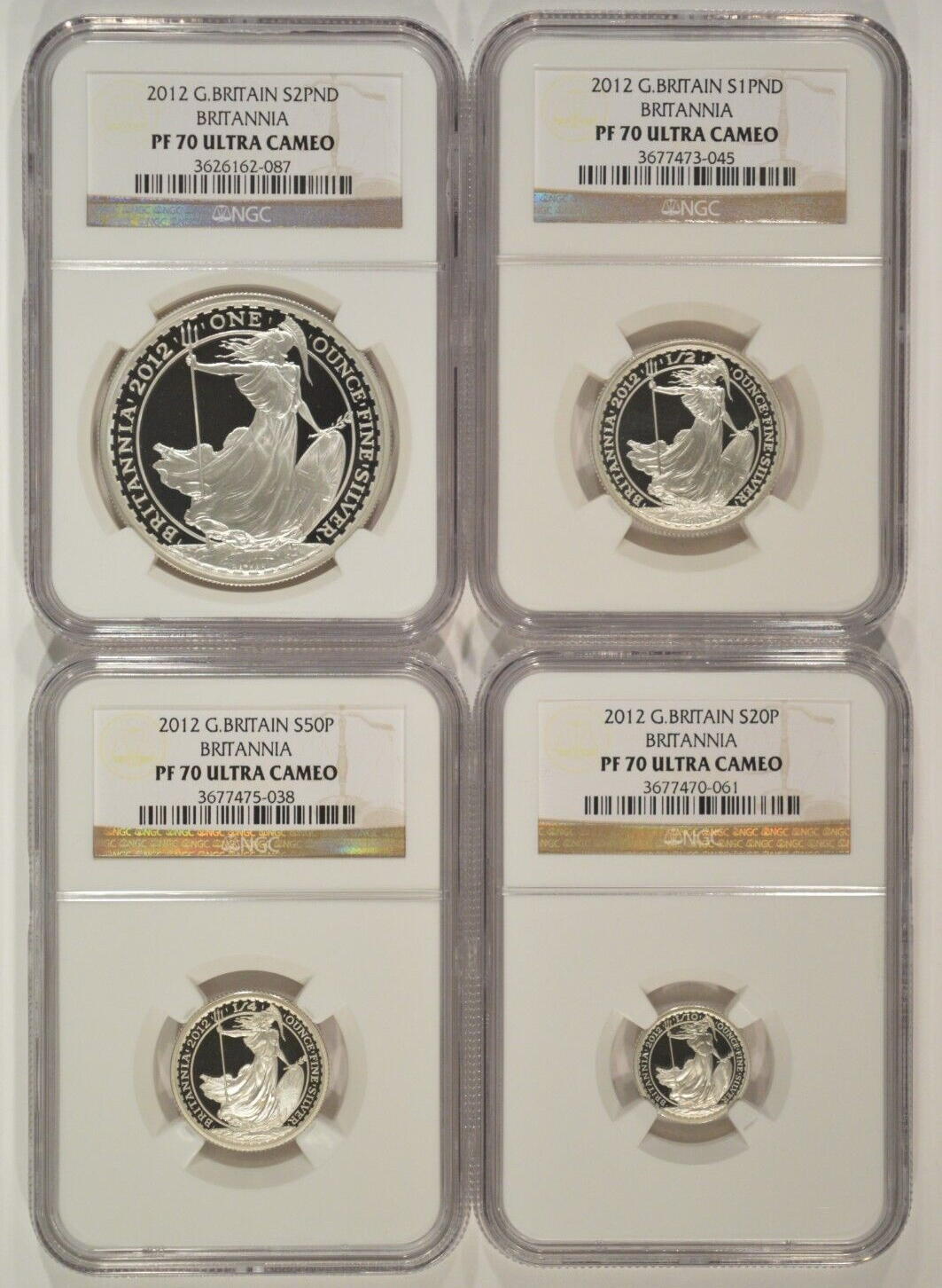 2012 Great Britain Silver Britannia 4 Coin Set NGC PF70 UCAM