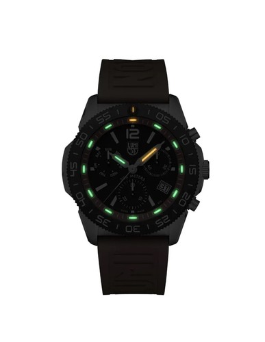 Pre-owned Luminox Pacific Diver Xs.3149 Chrono 44mm Orange Rubber Steel Quartz Men's Watch