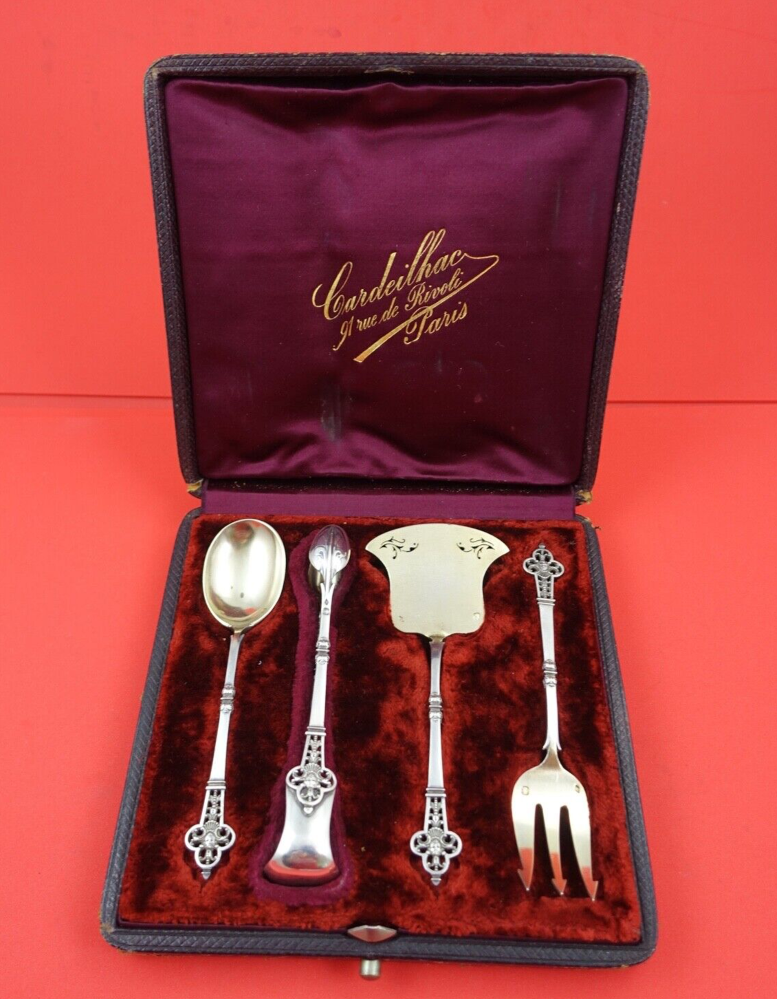 19世紀 フランス CHRISTOFLE アンティーク 4本セット Renaissance by Christofle/Cardeilhac Sterling Dessert Set 4