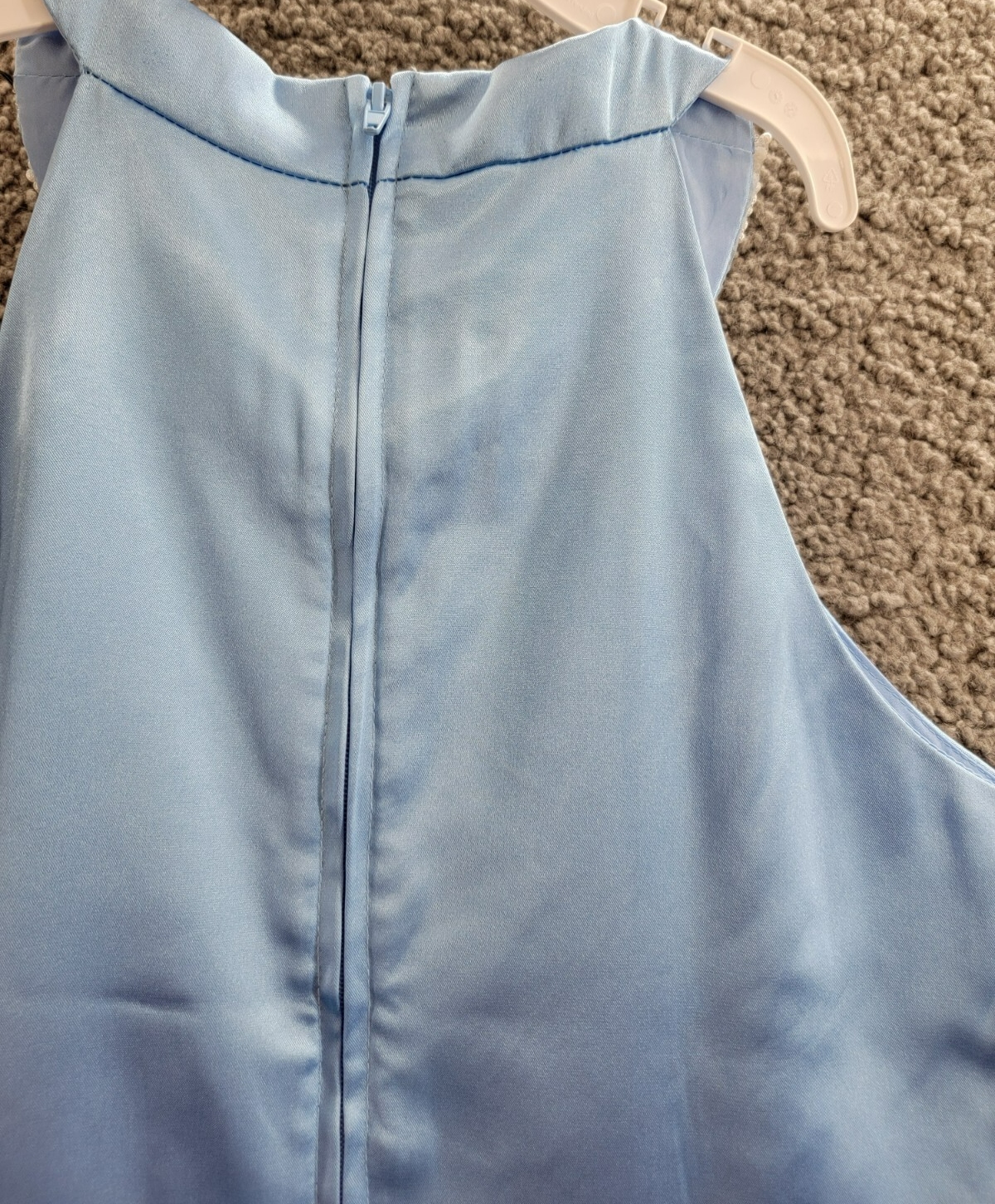 Rare Editions Sleeveless Imitation Pearl Halter Dress Big Girls 14 Blue Back Zip - Picture 14 of 16