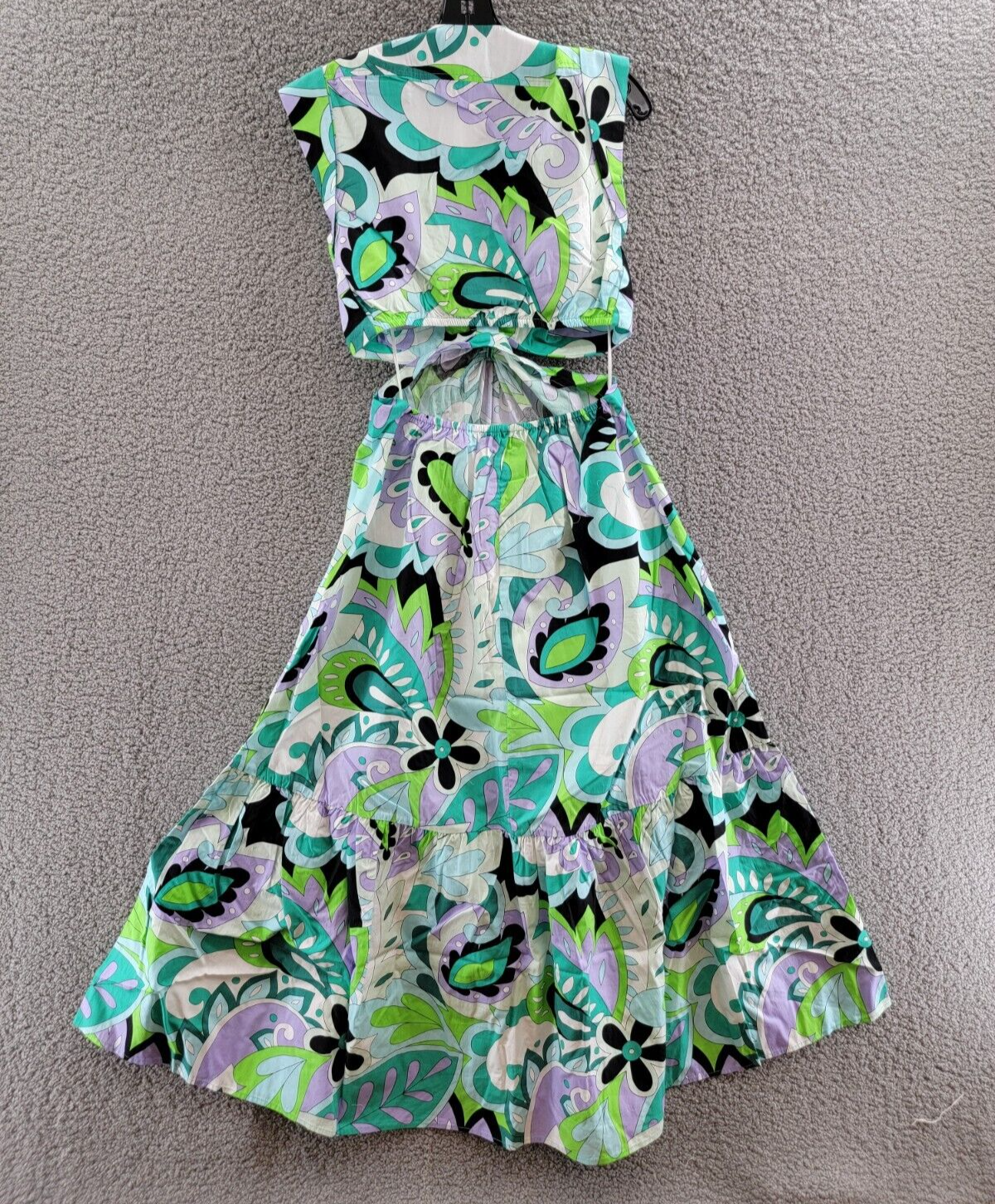 Steve Madden Amanda Cutout Dress Women's S Multicolor Deep V-Neck Cap Sleeve - Picture 8 of 12