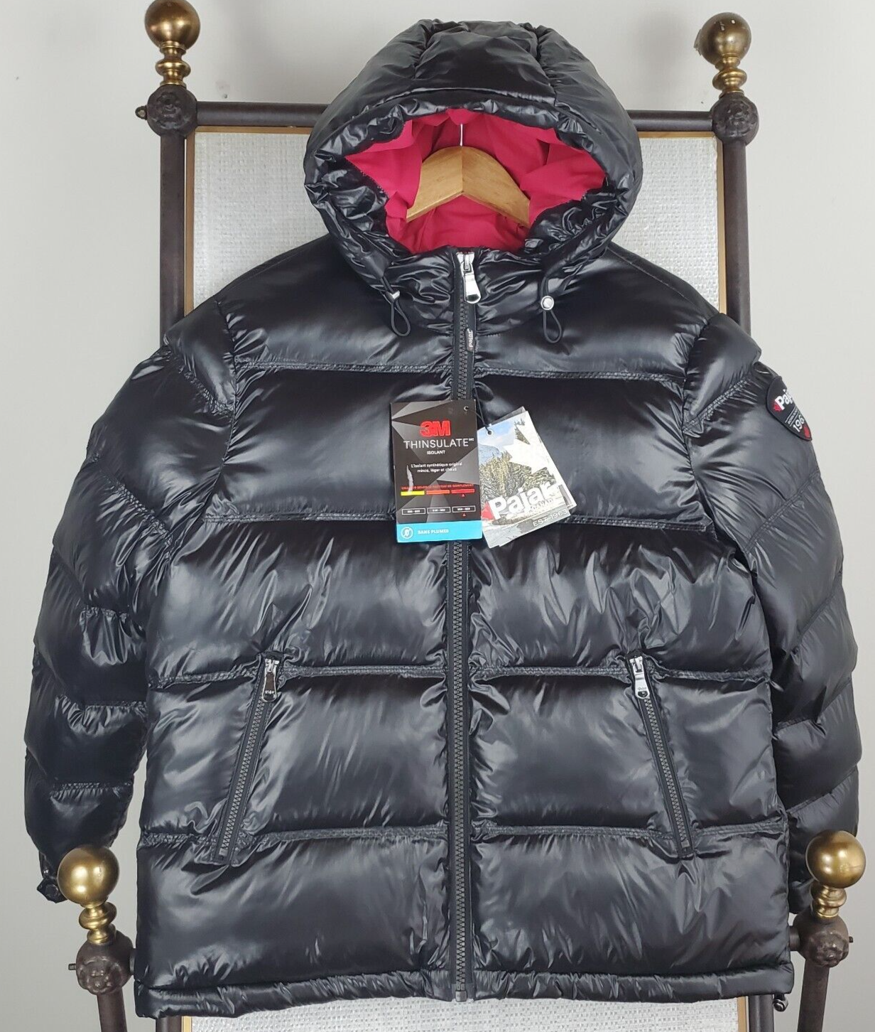 Pre-owned Pajar $349  Canada Womens Size Large Puffer Jacket Shiny Black Thinsulate